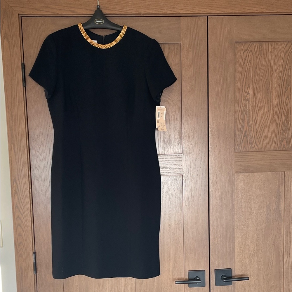 Elegant Black  Dress with Gold Accents